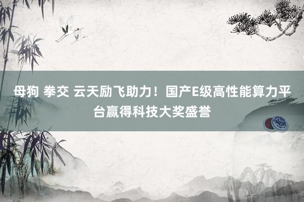 母狗 拳交 云天励飞助力！国产E级高性能算力平台赢得科技大奖盛誉