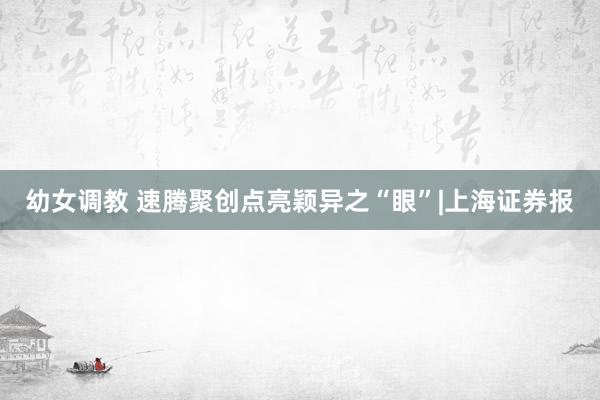 幼女调教 速腾聚创点亮颖异之“眼”|上海证券报