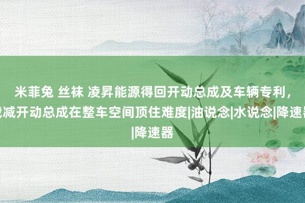 米菲兔 丝袜 凌昇能源得回开动总成及车辆专利，裁减开动总成在整车空间顶住难度|油说念|水说念|降速器